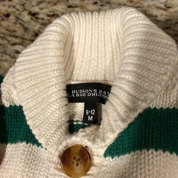 Hudson’s bay baby cardigan shawl collar sweater 6-12 month holiday - Picture 2 of 3